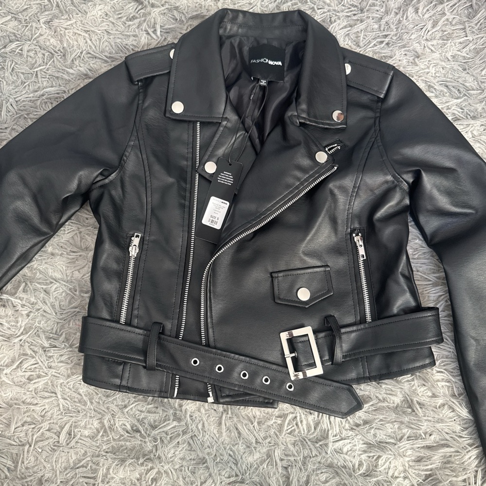Fashion Nova Charcoal Leather Jacket